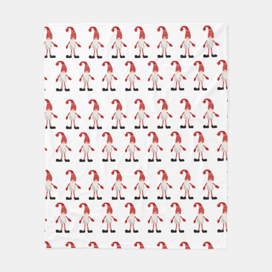 Nordic Christmas Gnomes Cartoon Pattern Red Gray Fleecedecke (Vorderseite)