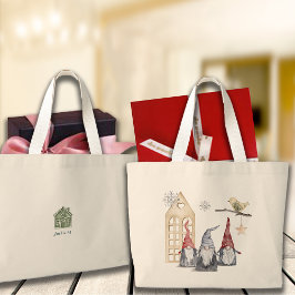 Nordic Christmas Gnomes & Home Custom Name Jumbo Stoffbeutel