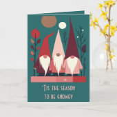 Nordic Christmas Gnomes Mid-Century Modern Cut Out Karte (Gelbe Blume)