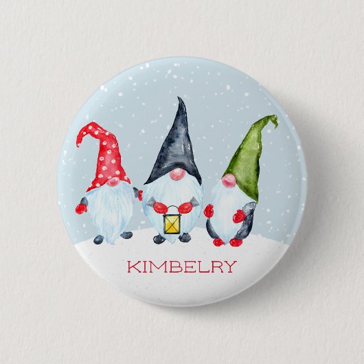 Nordic Christmas Gnomes Name Button (Vorderseite)
