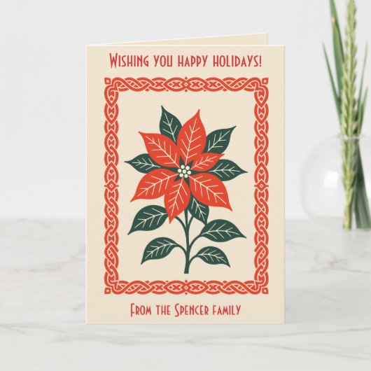 Nordic Christmas Minimal Style Poinsettia Karte (Vorderseite)
