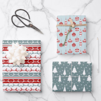 Nordic Christmas Muster Wrapping Paper Sheet Geschenkpapier Set