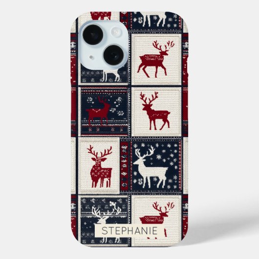 Nordic Christmas Patchwork | Rentier Case-Mate iPhone Hülle (Rückseite)
