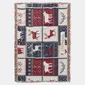 Nordic Christmas Patchwork | Rentier Decke (Vorderseite Vertikal)