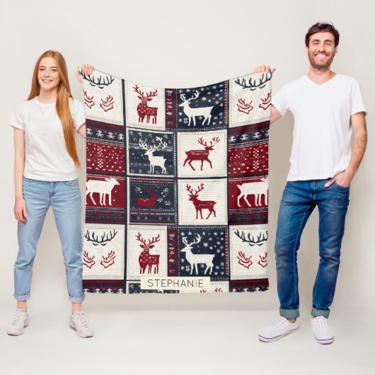 Nordic Christmas Patchwork | Rentier Fleecedecke (Beispiel)