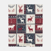 Nordic Christmas Patchwork | Rentier Fleecedecke (Vorderseite)