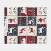 Nordic Christmas Patchwork | Rentier Fleecedecke (Vorderseite (Horizontal))