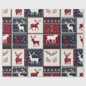 Nordic Christmas Patchwork | Rentier Geschenkpapier (Flach)