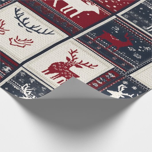 Nordic Christmas Patchwork | Rentier Geschenkpapier (Ecke)