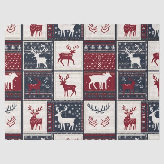 Nordic Christmas Patchwork | Rentier Seidenpapier (Vorderseite)