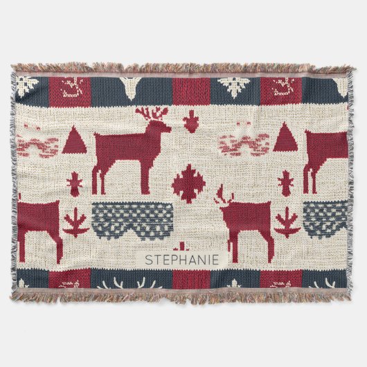 Nordic Christmas Patchwork | Rentiere (2) Decke (Vorderseite)