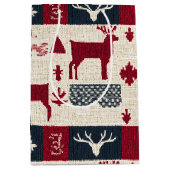 Nordic Christmas Patchwork | Rentiere (2) Mittlere Geschenktüte (Vorderseite)