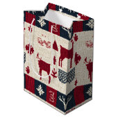 Nordic Christmas Patchwork | Rentiere (2) Mittlere Geschenktüte (Rückseite Schrägansicht)