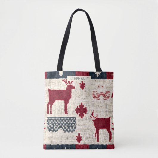Nordic Christmas Patchwork | Rentiere (2) Tasche (Vorderseite)