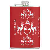 Nordic Christmas Reindeers White Santa Helpers Red Flachmann (Vorderseite)