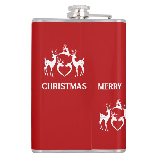 Nordic Christmas Reindeers White Santa Helpers Red Flachmann (Rückseite)