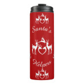 Nordic Christmas Reindeers White Santa Helpers Red Thermosbecher (Vorderseite)
