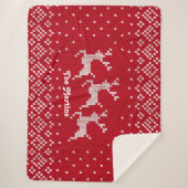 Nordic Christmas Rentier Red & White Personalisier Sherpadecke (Vorderseite)
