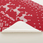 Nordic Christmas Rentier Red & White Personalisier Sherpadecke (3/4)