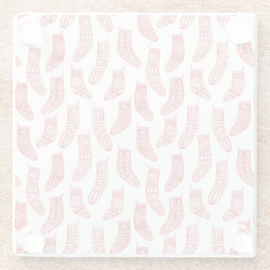 Nordic Christmas Strumpf Pattern Glasuntersetzer (Rückseite)