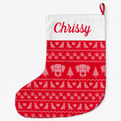 Nordic Christmas Sweater Print Labrador Retriever Großer Weihnachtsstrumpf (Rückseite)