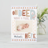 Nordic Christmas Trees Boho 3 Foto Holiday Birth Ankündigung (Stehend Vorderseite)