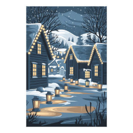Nordic Christmas Village Art Skandinavier Winter Fotodruck
