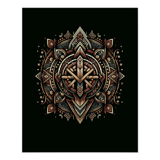 Nordic Compass Mandala Poster (Vorderseite)