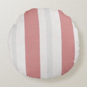 Nordic Cottage Streifen – Rosé & Nebel Rundes Kissen