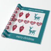 Nordic Cross Rentier skandinavischer Merry Xmas Geschenkpapier (Ungerollt)