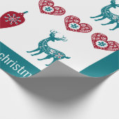 Nordic Cross Rentier skandinavischer Merry Xmas Geschenkpapier (Ecke)