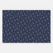 Nordic Crystal Cobalt Blue Christmas Deer Geschenkpapier Set (Vorderseite 2)