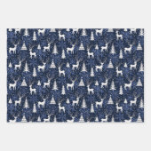 Nordic Crystal Cobalt Blue Christmas Deer Geschenkpapier Set (Vorderseite)