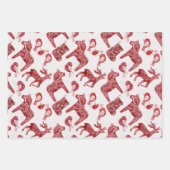 Nordic Dala Horse Moose Red Blue Weihnachten Geschenkpapier Set (Vorderseite 2)