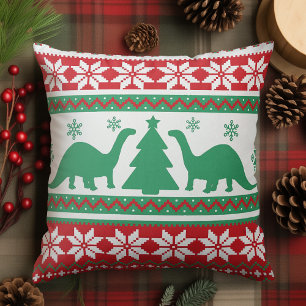 Nordic Fair Isle Brontosaurus Dinosaur Pullover Kissen