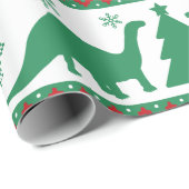 Nordic Fair Isle Brontosaurus Dinosaurs Sweater Geschenkpapier (Rolleneckpunkt)