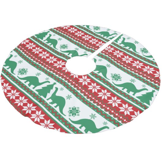 Nordic Fair Isle Brontosaurus Dinosaurs Sweater Polyester Weihnachtsbaumdecke (Schrägansicht)