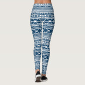 Nordic Fair Isle Sweater Blue White Knit Pattern Leggings (Rückseite)