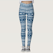 Nordic Fair Isle Sweater Blue White Knit Pattern Leggings (Vorderseite)