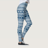 Nordic Fair Isle Sweater Blue White Knit Pattern Leggings (Rechts)