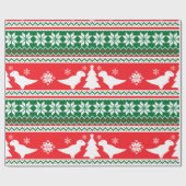 Nordic Fair Isle T-Rex Dinosaurs Sweater Geschenkpapier (Flach)