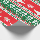 Nordic Fair Isle T-Rex Dinosaurs Sweater Geschenkpapier (Ecke)