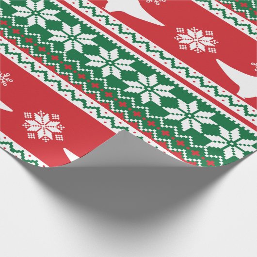 Nordic Fair Isle T-Rex Dinosaurs Sweater Geschenkpapier (Ecke)