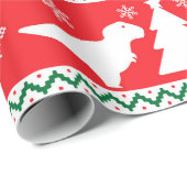 Nordic Fair Isle T-Rex Dinosaurs Sweater Geschenkpapier (Rolleneckpunkt)