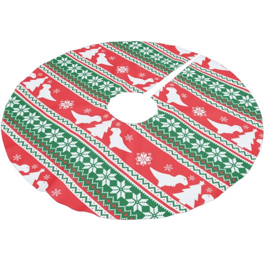 Nordic Fair Isle T-Rex Dinosaurs Sweater Polyester Weihnachtsbaumdecke (Schrägansicht)