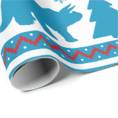 Nordic Fair Isle Triceratops Dinosaurier Sweater Geschenkpapier (Rolleneckpunkt)