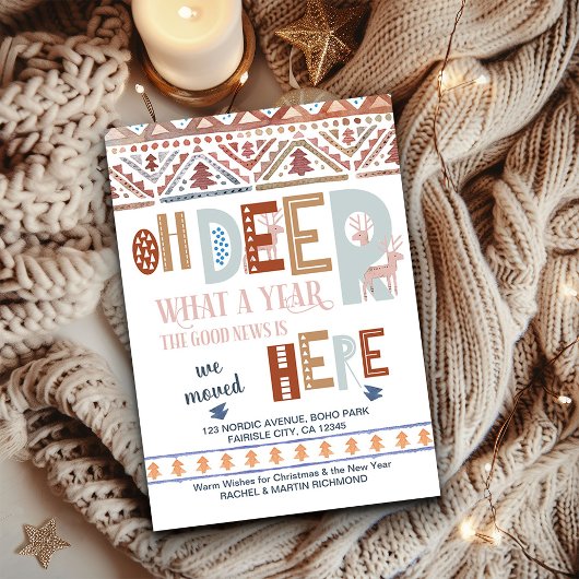 Nordic Fairisle und Fun Typografy Holiday Moving Ankündigung