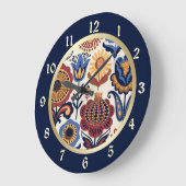 Nordic Flower Folk Art Pattern Große Wanduhr (Winkel)