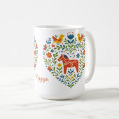 Nordic Folk Art Dala Horse Heart Pattern Mug Kaffeetasse (VorderseiteRechts)