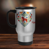 Nordic Folk Art Dala Horse Heart Pattern Mug Mattglastasse